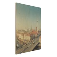 Bilderwelten Holzbild Architektur & Skyline - Hochformat 3:4 Berlin am Morgen