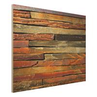 Bilderwelten Holzbild Muster - Querformat 4:3 Bretterstapel