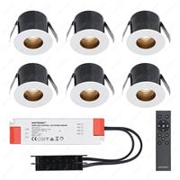 HOFTRONIC™ 6x Olivia - Mini 12V LED inbouwspot wit met trafo - Verzonken - 3 Watt - Dimbaar - IP44 waterdicht voor buiten - 2700K Warm wit - Lage inbouwdiepte 36mm - Voor veranda, badkamer, carp