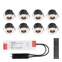 HOFTRONIC™ 8x Olivia - Mini 12V LED inbouwspot wit met trafo - Verzonken - 3 Watt - Dimbaar - IP44 waterdicht voor buiten - 2700K Warm wit - Lage inbouwdiepte 36mm - Voor veranda, badkamer, carp