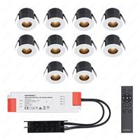 HOFTRONIC™ 10x Olivia - Mini 12V LED inbouwspot wit met trafo - Verzonken - 3 Watt - Dimbaar - IP44 waterdicht voor buiten - 2700K Warm wit - Lage inbouwdiepte 36mm - Voor veranda, badkamer, car