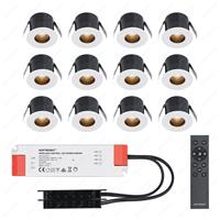 HOFTRONIC™ 12x Olivia - Mini 12V LED inbouwspot wit met trafo - Verzonken - 3 Watt - Dimbaar - IP44 waterdicht voor buiten - 2700K Warm wit - Lage inbouwdiepte 36mm - Voor veranda, badkamer, car