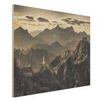Bilderwelten Holzbild Schwarz-WeiÃŸ - Querformat 4:3 Die groÃŸe chinesische Mauer