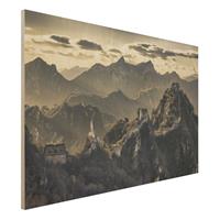 Bilderwelten Holzbild Schwarz-WeiÃŸ - Querformat 3:2 Die groÃŸe chinesische Mauer