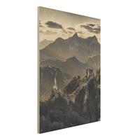 Bilderwelten Holzbild Schwarz-WeiÃŸ - Hochformat 3:4 Die groÃŸe chinesische Mauer