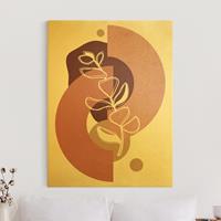 Bilderwelten Leinwandbild Gold Geometrische Formen - BlÃtter Rosa Gold