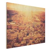 Bilderwelten Holzbild Architektur & Skyline - Querformat 4:3 Fiery Siena
