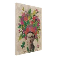 Bilderwelten Holzbild Blumen - Hochformat 3:4 Frida Kahlo - Blumenportrait