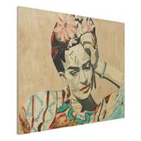 Bilderwelten Holzbild Portrait - Querformat 4:3 Frida Kahlo - Collage No.1