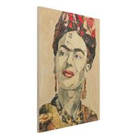 Bilderwelten Holzbild Portrait - Hochformat 3:4 Frida Kahlo - Collage No.2