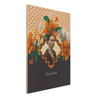 Bilderwelten Holzbild Portrait - Hochformat 3:4 Frida Kahlo - Lilien
