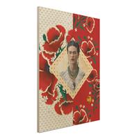 Bilderwelten Holzbild Blumen - Hochformat 3:4 Frida Kahlo - MohnblÃ¼ten