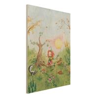 Bilderwelten Holzbild Kinderzimmer - Hochformat 3:4 Frida sammelt KrÃuter