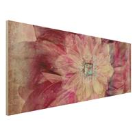 Bilderwelten Holzbild Muster - Panorama Grunge Flower