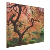 Bilderwelten Holzbild Natur & Landschaft - Querformat 4:3 Japanischer Garten