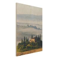 Bilderwelten Holzbild Natur & Landschaft - Hochformat 3:4 Landgut in der Toskana