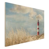 Bilderwelten Holzbild Natur & Landschaft - Querformat 3:2 Leuchtturm in den DÃ¼nen