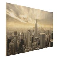 Bilderwelten Holzbild Schwarz-WeiÃŸ - Querformat 3:2 Manhattan Dawn