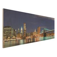 Bilderwelten Holzbild Architektur & Skyline - Panorama Manhattan in New York City