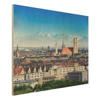 Bilderwelten Holzbild Architektur & Skyline - Querformat 4:3 MÃ¼nchen