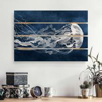 Bilderwelten Holzbild Plankenoptik Kunstdruck - Querformat Quallentanz II