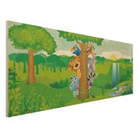 Bilderwelten Holzbild Natur & Landschaft - Panorama No.BF1 Dschungeltiere