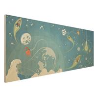 Bilderwelten Holzbild Kinderzimmer - Panorama No.MW16 Buntes Weltraumtreiben
