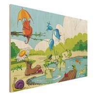 Bilderwelten Holzbild Natur & Landschaft - Querformat 3:2 No.NL1 Tierkonzert