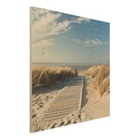 Bilderwelten Holzbild Natur & Landschaft - Quadrat Ostsee Strand