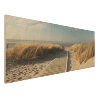 Bilderwelten Holzbild Natur & Landschaft - Panorama Ostsee Strand