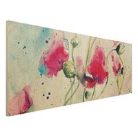 Bilderwelten Holzbild Blumen - Panorama Painted Poppies