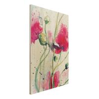 Bilderwelten Holzbild Blumen - Hochformat 2:3 Painted Poppies