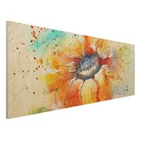 Bilderwelten Holzbild Blumen - Panorama Painted Sunflower
