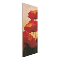 Bilderwelten Holzbild Blumen - Hochformat Schmal Poppy Family
