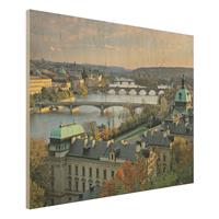 Bilderwelten Holzbild Architektur & Skyline - Querformat 4:3 Prag