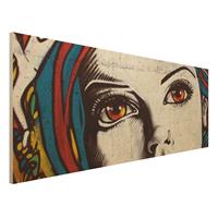 Bilderwelten Holzbild Portrait - Panorama Punk Graffiti