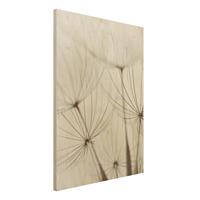 Bilderwelten Holzbild Blumen - Hochformat 3:4 Sanfte GrÃser