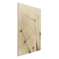 Bilderwelten Holzbild Blumen - Hochformat 2:3 Sanfte GrÃser