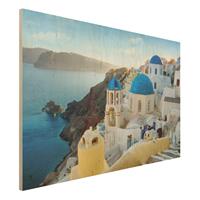 Bilderwelten Holzbild Architektur & Skyline - Querformat 3:2 Santorini