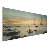 Bilderwelten Holzbild Natur & Landschaft - Panorama Segelschiffe im Ozean