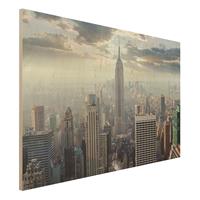 Bilderwelten Holzbild Architektur & Skyline - Querformat 3:2 Sonnenaufgang in New York