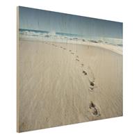 Bilderwelten Holzbild Natur & Landschaft - Querformat 4:3 Spuren im Sand