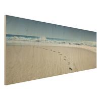 Bilderwelten Holzbild Natur & Landschaft - Panorama Spuren im Sand