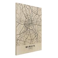 Bilderwelten Holzbild Stadtplan - Hochformat 3:4 Stadtplan Berlin - Klassik