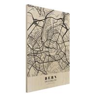 Bilderwelten Holzbild Stadtplan - Hochformat 3:4 Stadtplan Bern - Klassik