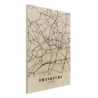 Bilderwelten Holzbild Stadtplan - Hochformat 3:4 Stadtplan Frankfurt - Klassik