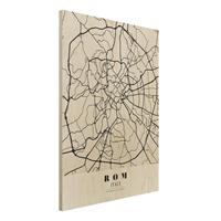 Bilderwelten Holzbild Stadtplan - Hochformat 3:4 Stadtplan Rom - Klassik