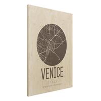 Bilderwelten Holzbild Stadtplan - Hochformat 3:4 Stadtplan Venice - Retro