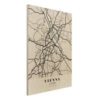Bilderwelten Holzbild Stadtplan - Hochformat 3:4 Stadtplan Vienna - Klassik