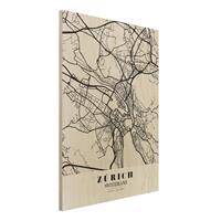 Bilderwelten Holzbild Stadtplan - Hochformat 3:4 Stadtplan ZÃ¼rich - Klassik